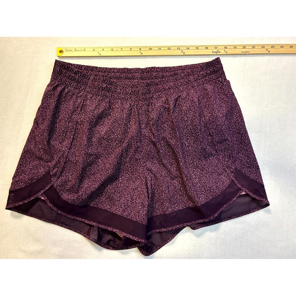ATHLETA Printed Mesh Racer Run Shorts 4" Purple Violet Static Lined Plus Size 1X - Picture 11 of 14